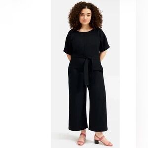 Everlane Classic Black Jumpsuit size 4 belt back zip minimalist comfort